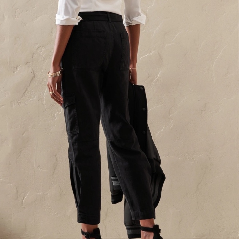 ✨NWOT✨Banana Republic Factory | Black 100% Cotton Utility Tapered-Leg Pants Sz 6